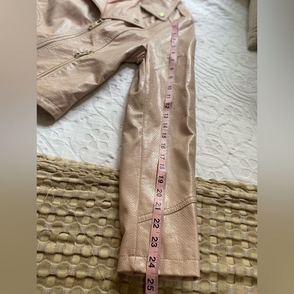 SZ L GUESS PINK FAUX LEATHER MOTO JACKET - Picture 12 of 14
